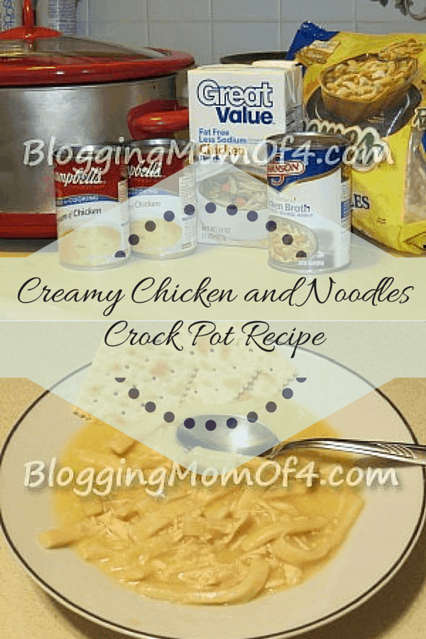 I'm always looking for quick, easy, yummy recipes. A crock pot recipe is great! We're all busy, we need a great crock pot recipe like this one.  Creamy Chicken and Noodles