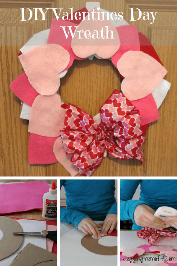 Simple DIY Valentine's Day Wreath Using Pink and RedRibbon