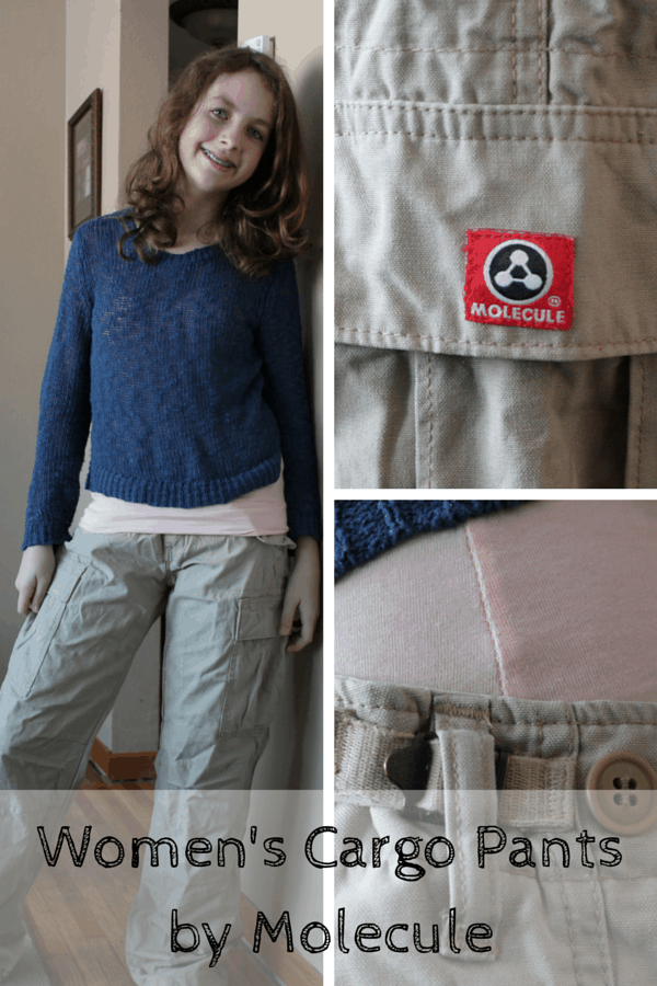 I've been able to work with Molecule a couple of times now and their women's cargo pants are awesome. My lovely daughter is helping me out by modeling them.