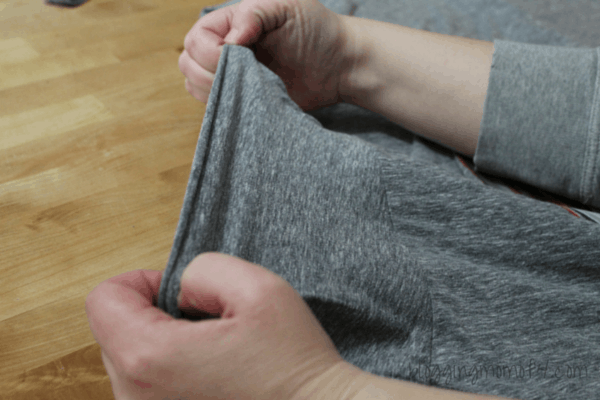 I don't like getting out the sewing machine unless I'm making something from scratch so anything that is no sew is preferable. This DIY Crew Neck to V Neck is very easy and can be finished very quickly. 