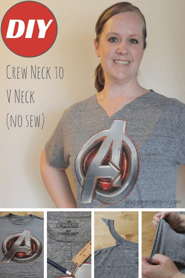 DIY Crew Neck to V Neck (no sew)