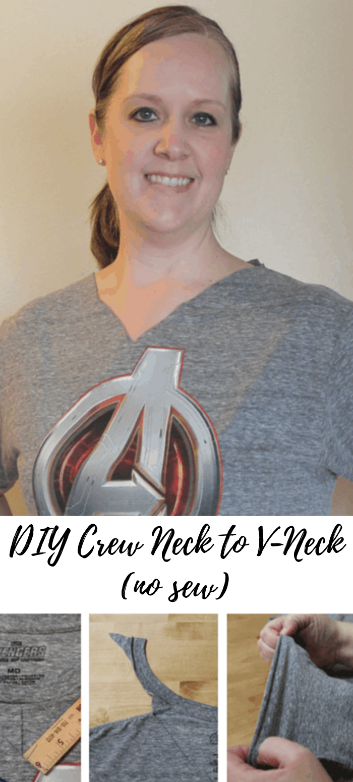 DIY Crew Neck to V Neck no sew