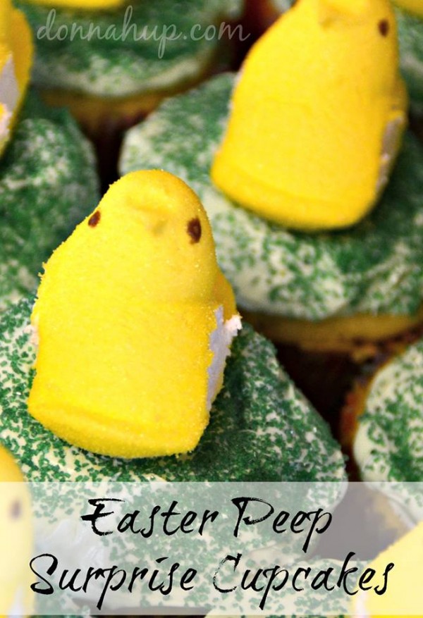 These Easter Peep Surprise Cupcakes are not only adorable to look at, but they're so much fun to eat! Under each peep is a "surprise" in the cupcake. 