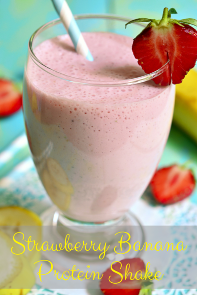 This particular one, the Strawberry Banana Protein Shake Recipe, is one of my favorites. You can make it thick and eat it with a spoon or a bit thinner. Either way, it tastes fantastic.