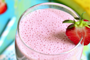 This particular one, the Strawberry Banana Protein Shake Recipe, is one of my favorites. You can make it thick and eat it with a spoon or a bit thinner. Either way, it tastes fantastic.