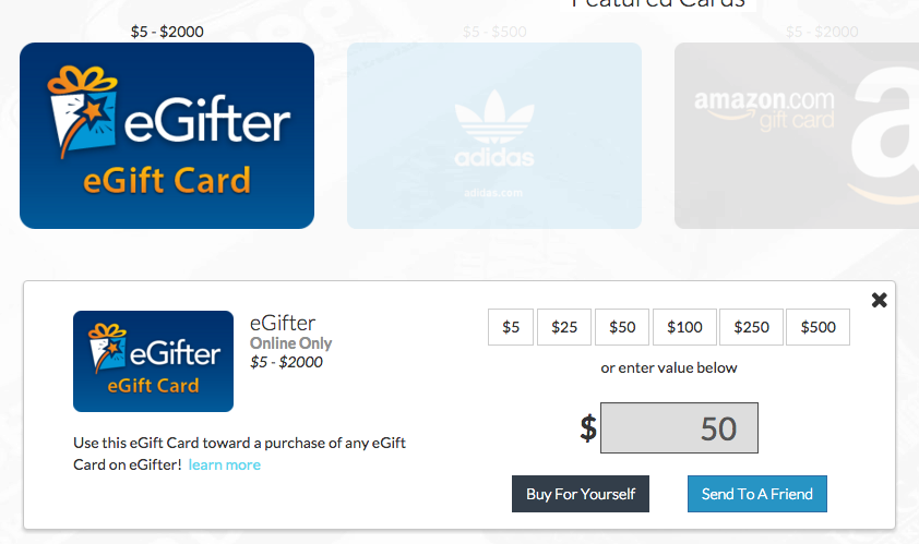 Win a $50 eGifter Promotional eGift Card to use at eGifter.com  #2015HGG @egifter