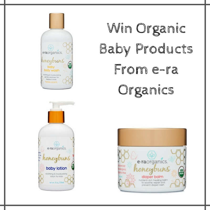 Thanks to e-ra Organics for sponsoring this giveaway. Enter win baby lotion, baby wash and diaper balm from e-ra Organics.