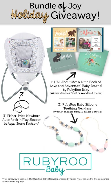 GIVEAWAY - #enter to #win a @RubyRooBaby prize pack including a Rock 'n Play Sleeper, teething necklace & baby book! #2016HGG