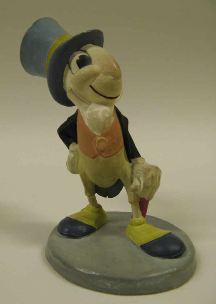 Disney Studio Artist, Jiminy Cricket character model; plaster, metal alloy, and paint; collection of the Walt Disney Family Foundation, Jiminy Cricket © Disney
