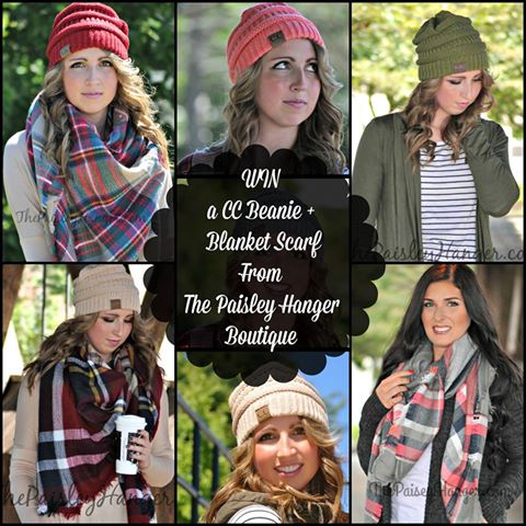 Enter below for your chance to WIN a CC Beanie and Blanket Scarf from The Paisley Hanger. Giveaway will run through 1/20/2017 11:59 pm ET.
