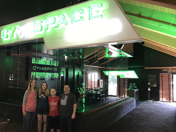 Shoot, teleport, and dodge virtual robots in Wilderness Resort's newest attraction, CyVRspace Virtual Arena at Wisconsin Dells.
