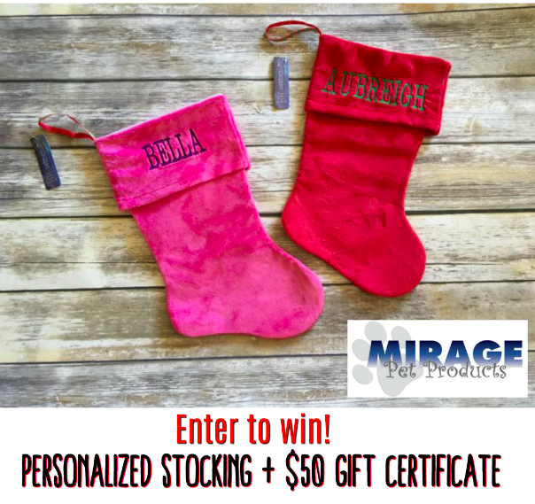 GIVEAWAY - Personalized stocking + $50 Mirage Pet Products GC Ends 11/8 #Holiday2017