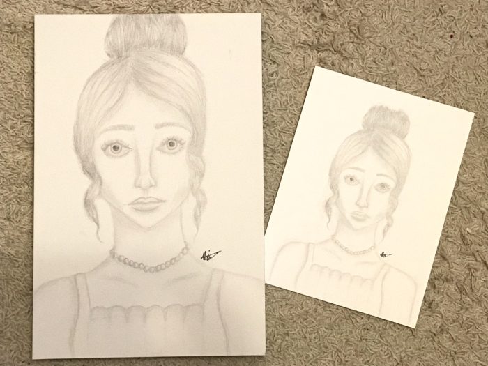 Our oldest daughter has some of her favorite drawings that she's done in pencil on plain paper. So why not preserve that artwork on canvas?