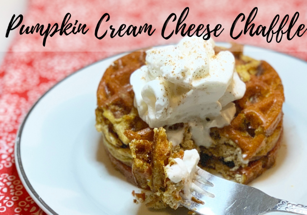 I'm getting excited about fall.. and that means everything pumpkin spice. I'm preparing now with these Keto Pumpkin Cream Cheese Chaffles!