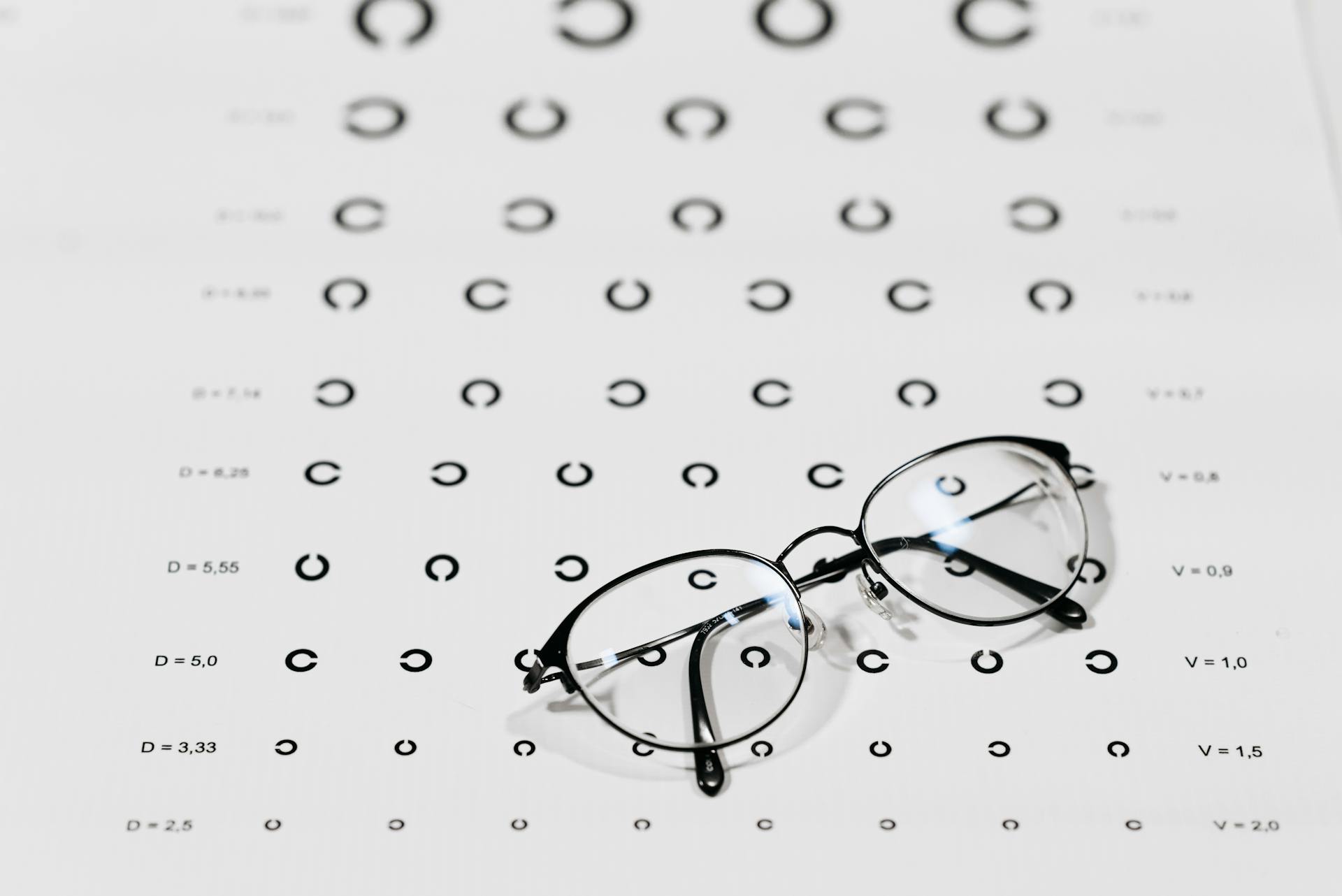 Eyeglasses on an Oculist Scale