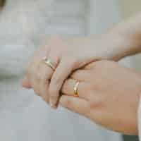Close up of Rings on Newlyweds Hands